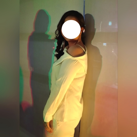 PLAINS & PRINTS Solid Asymmetrical Neck Blouse - Picture 2 of 5